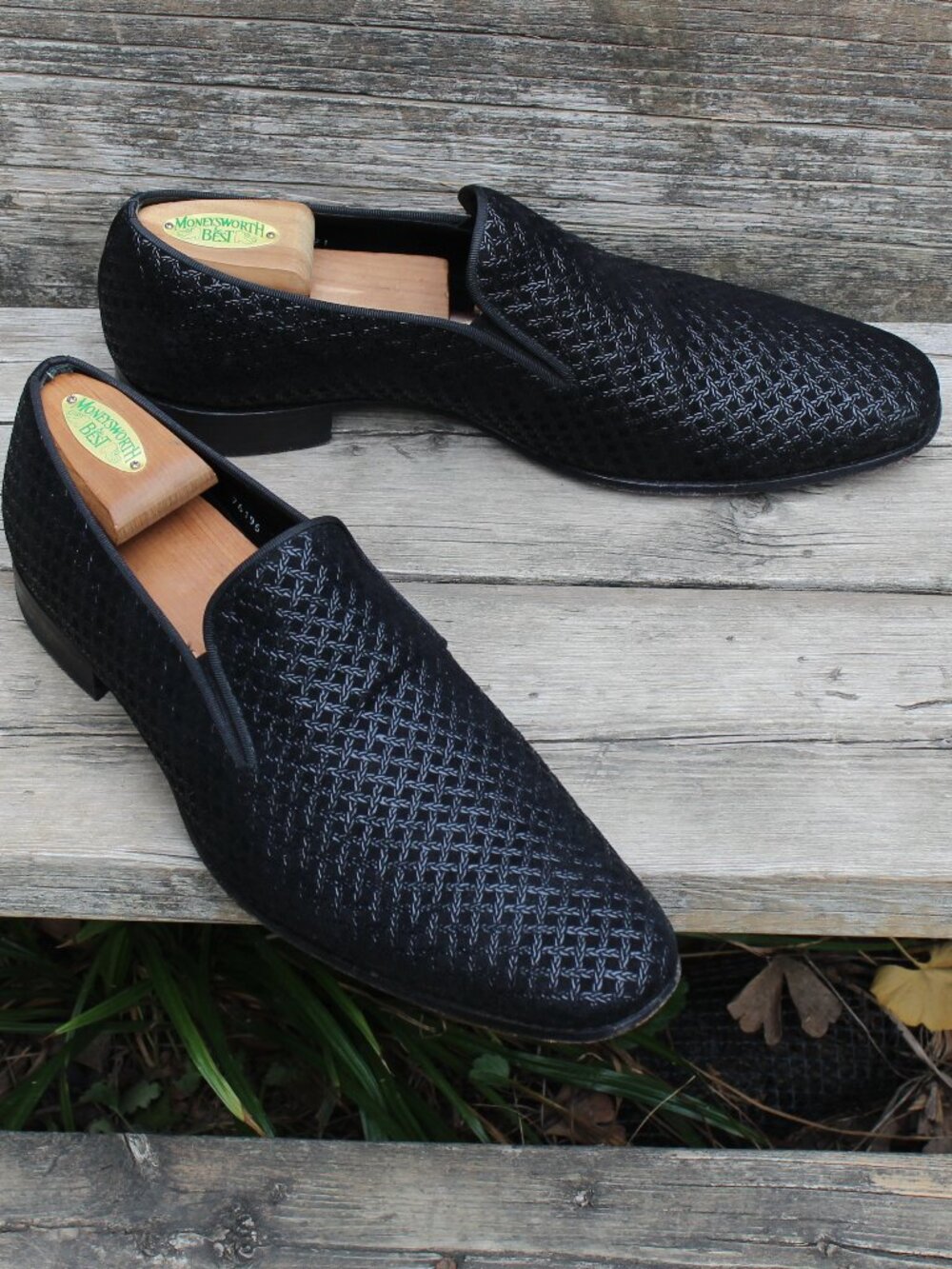 Mezlan Black Woven Embossed Loafer, Made in Spain, Men's 12 M, EUC